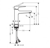 MEDIDAS MONOMANDO LAVABO METROPOL 110 HANSGROHE